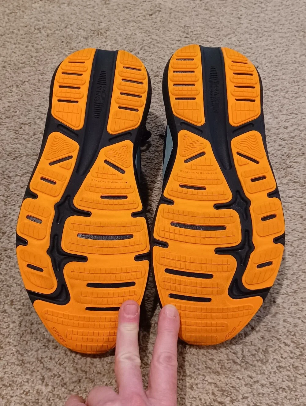 Brooks Ghost Max Running Shoes - Black with Orange Accents Mens Size 13